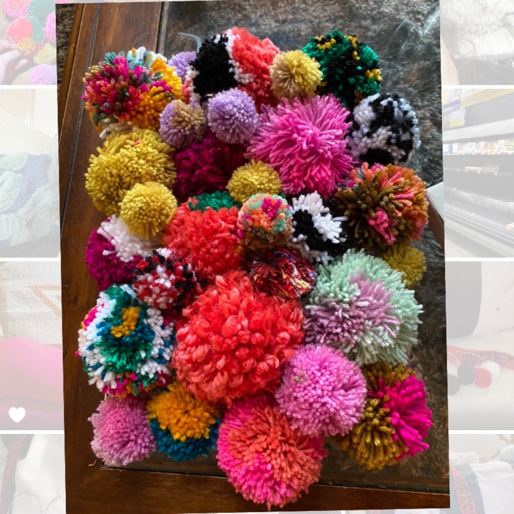 Homemade Pom Pom wall tapestry
